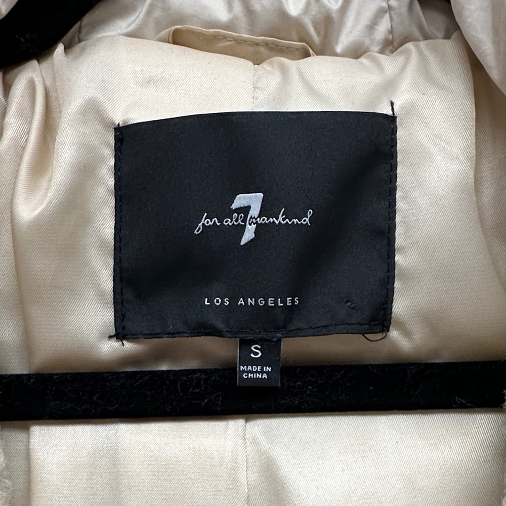 7 For All Mankind Cream Mixed-Media Sherpa & Quilted Hooded Coat - Picture 2 of 4